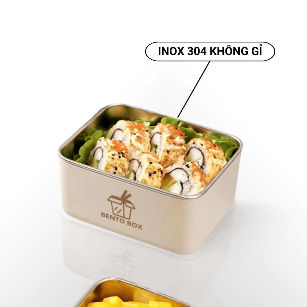 Hộp cơm giữ nhiệt Bento Box màu trắng inox 304 có lỗ thoát khí có túi đựng đi kèm phù hợp cho dân văn phòng và sinh viên