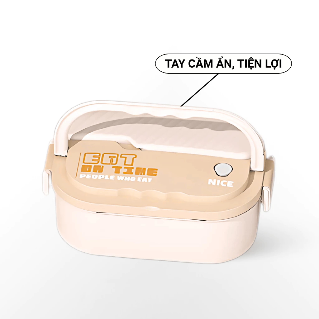 Hộp cơm giữ nhiệt 2 ngăn Nice chất liệu inox 304 có lỗ thoát khí có tay cầm phù hợp cho dân văn phòng học sinh sinh viên